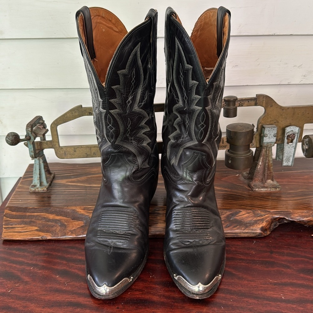 El Dorado Handmade Vanquished Calf Cowboy Boot Pointed Silver Tip Embroidered - Picture 2 of 9